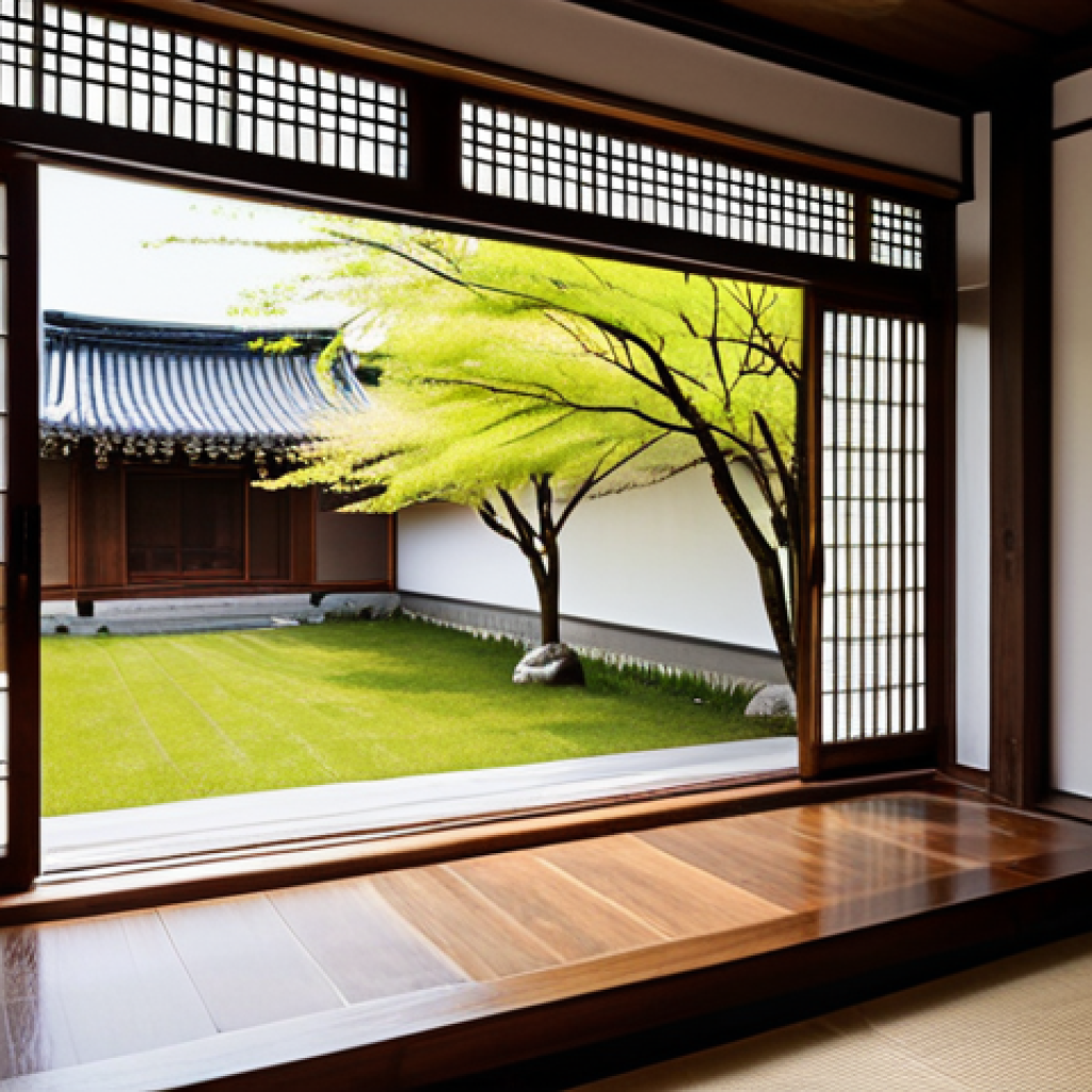 **
"A cozy and inviting interior of a modernized Hanok home, featuring a large window framed in dark wood, overlooking a serene garden with bamboo and cherry blossoms, fully clothed, appropriate content, safe for work, perfect anatomy, natural proportions, professional interior design photography, high quality, family-friendly, modest decor, warm lighting."
**