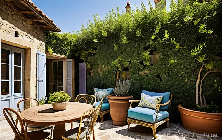 전통주택의 발코니와 테라스 - **Prompt: "A cozy, modern city terrace in a French city like Bordeaux or Lyon, designed for evening ... 전통주택의 발코니와 테라스 - **Prompt: "A cozy, modern city terrace in a French city like Bordeaux or Lyon, designed for evening ...