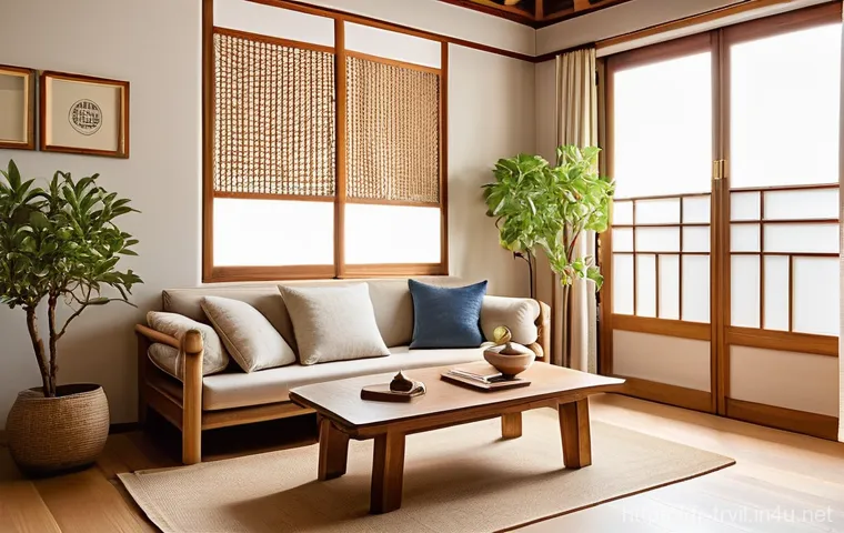 한옥 디자인 트렌드 - **Prompt:** An interior view of a modernized Hanok living space, seamlessly blending traditional Kor... 한옥 디자인 트렌드 - **Prompt:** An interior view of a modernized Hanok living space, seamlessly blending traditional Kor...